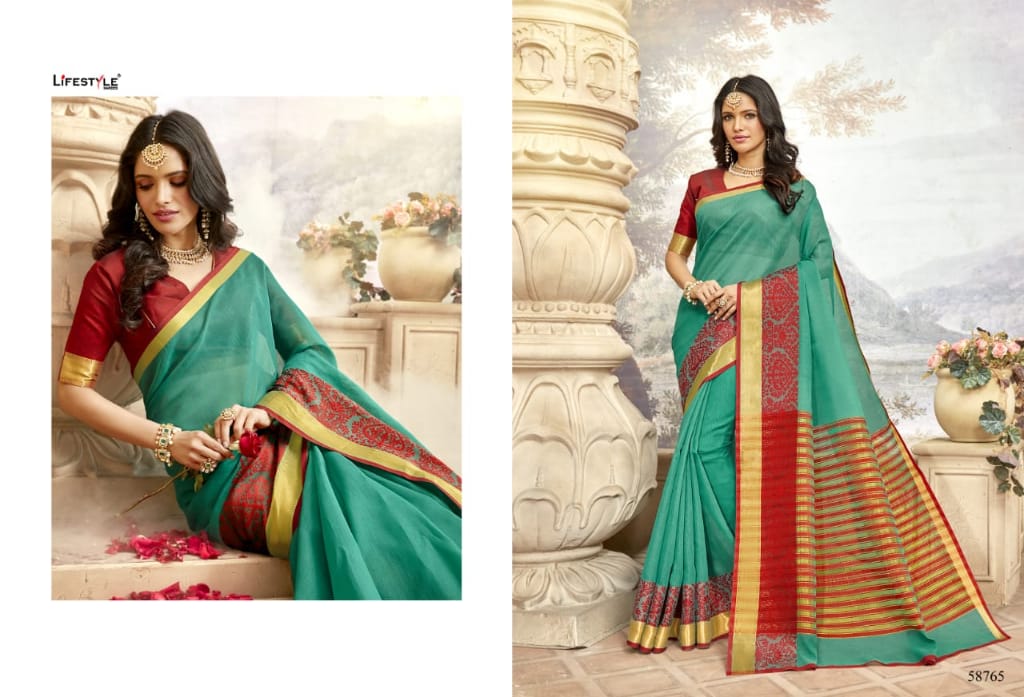 Lifestyle khadi silk vol 19 wedding wear sarees collection at wholesale rate