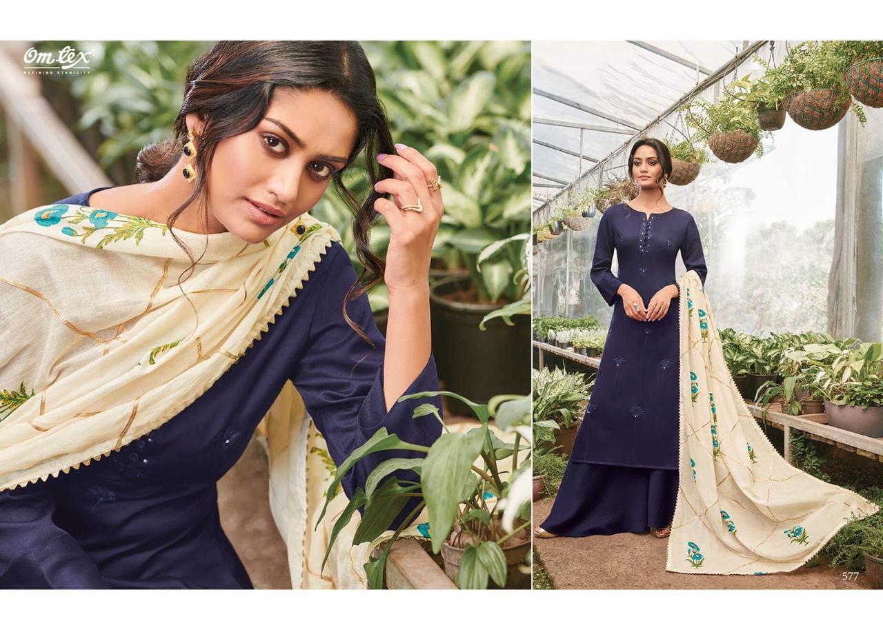 Omtex selinta a line cotton satin designer dress Material collection