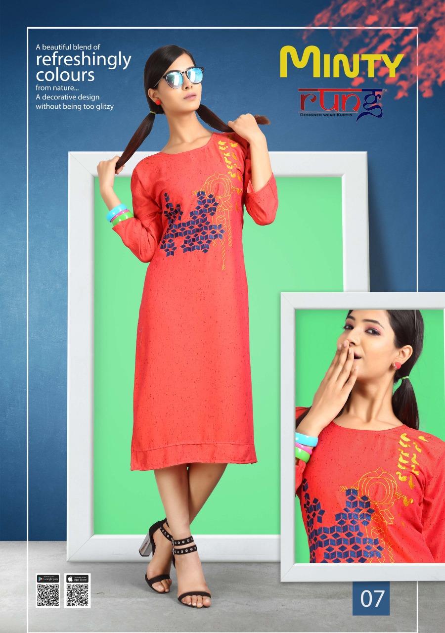 Rung minty rayon daily wear casual kurties collection
