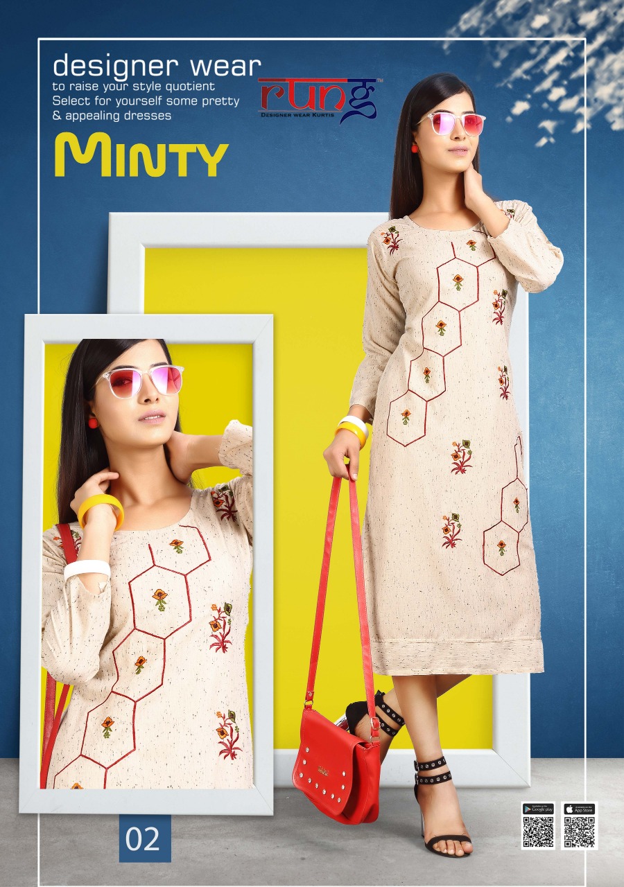 Rung minty rayon daily wear casual kurties collection