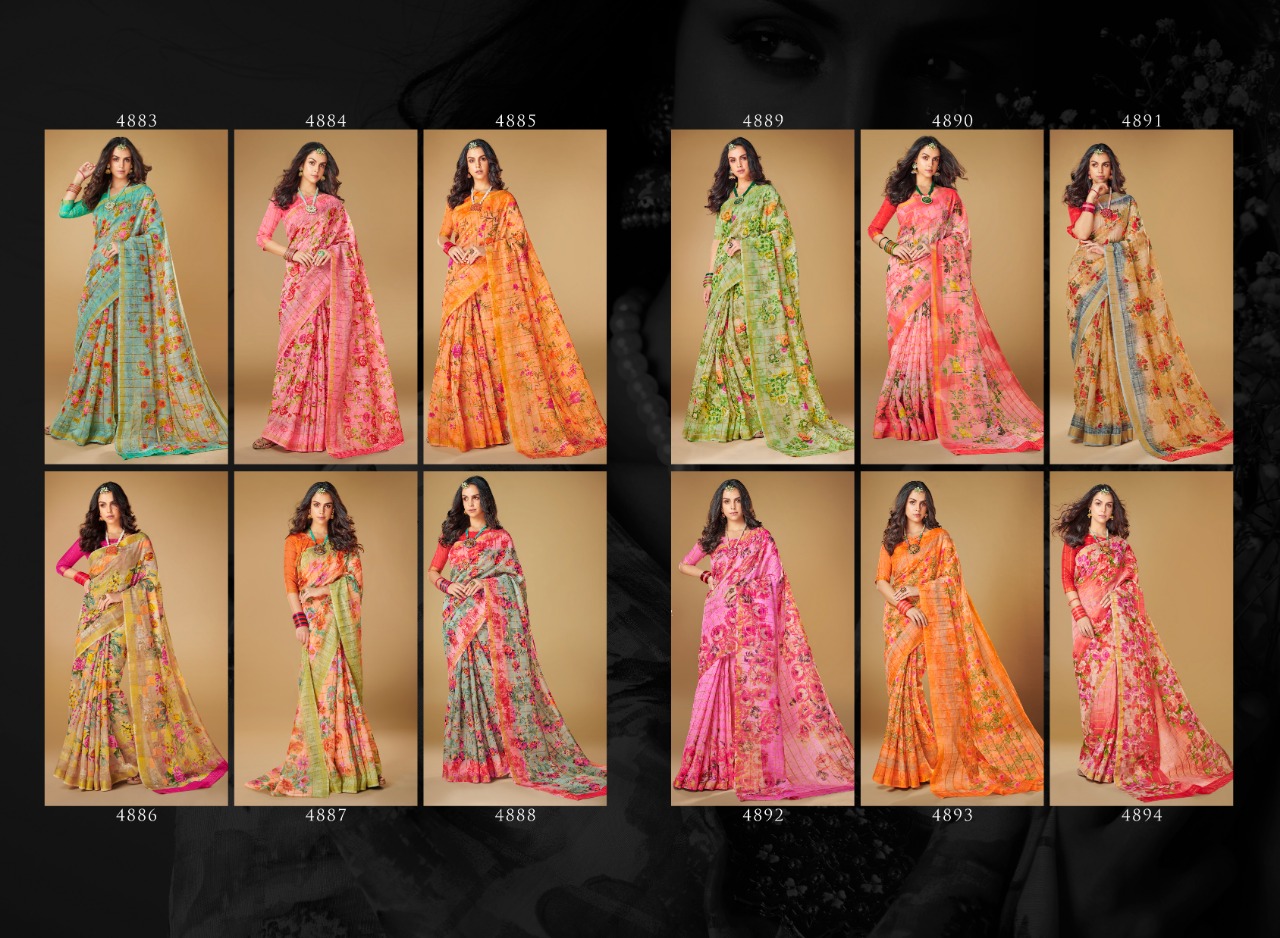 Shangrila kajal linen digital printed Occasional wear sarees catalog