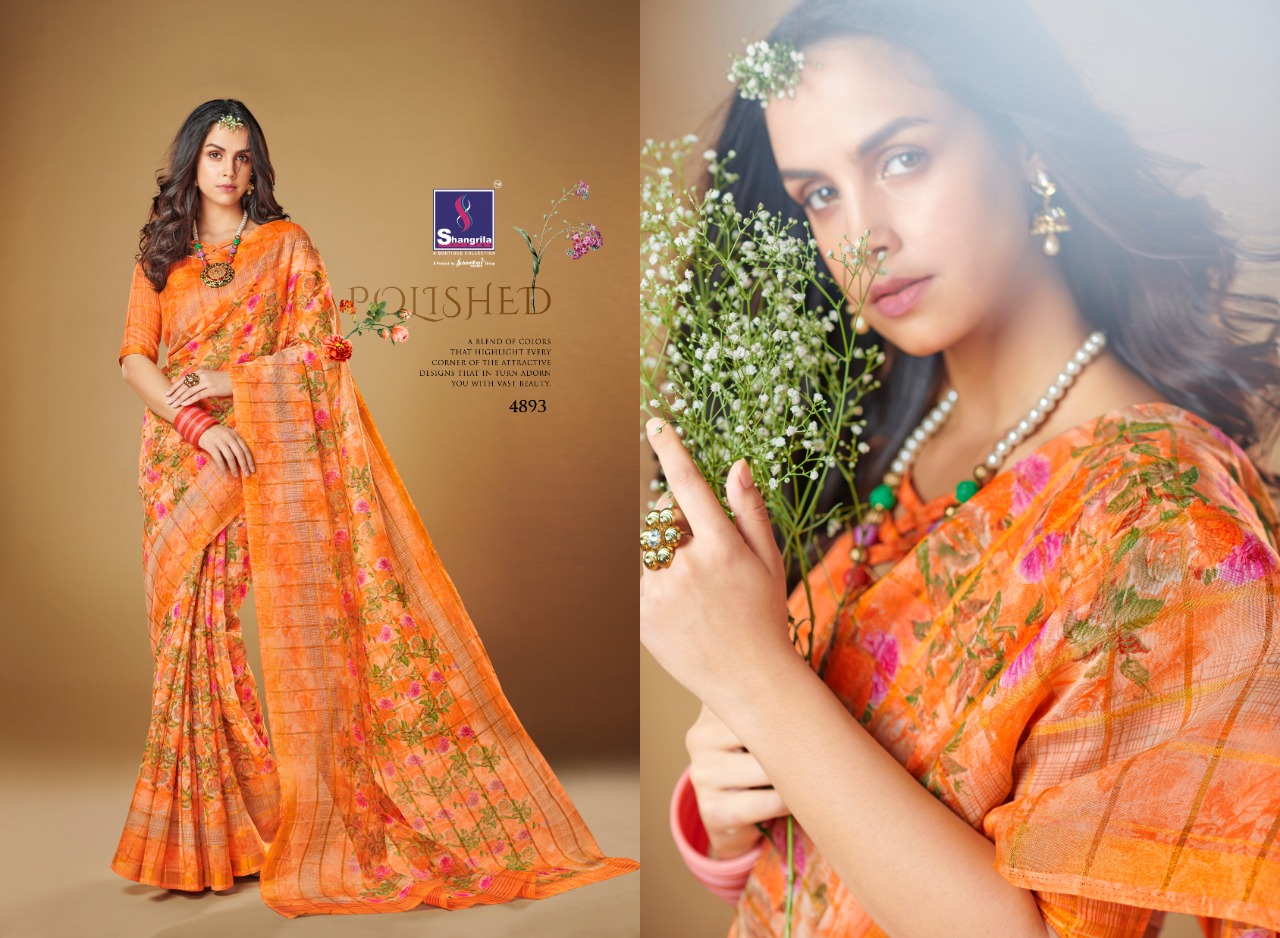 Shangrila kajal linen digital printed Occasional wear sarees catalog