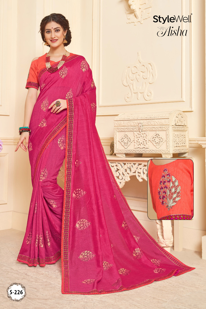 Stylewell aisha designer foil printed sarees collection at best price