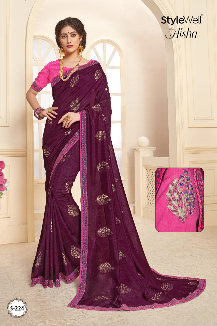 Stylewell aisha designer foil printed sarees collection at best price