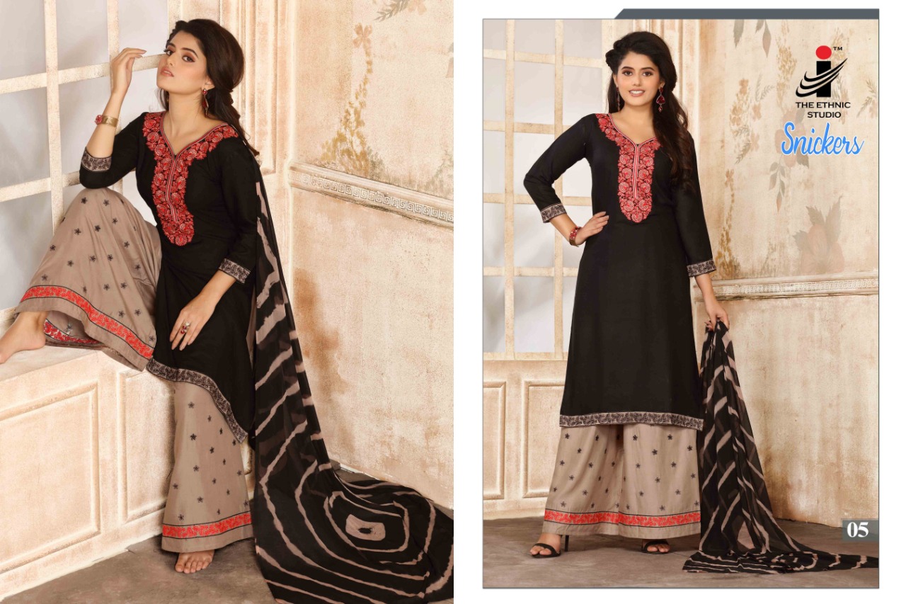 The ethnic studio snickers ready to wear kurti plazzo and dupatta exclusive collection