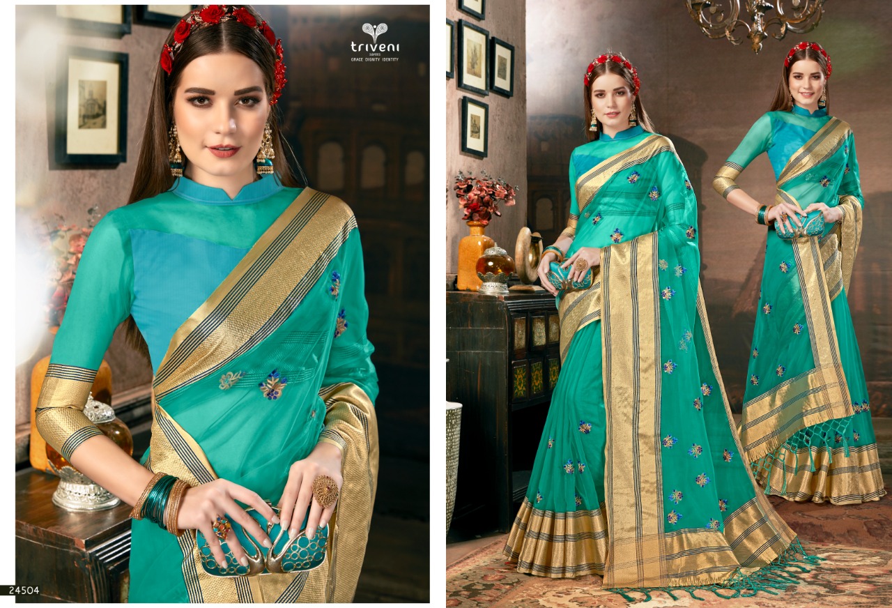Triveni Dayaneeta colourful sarees collection at wholesale rate