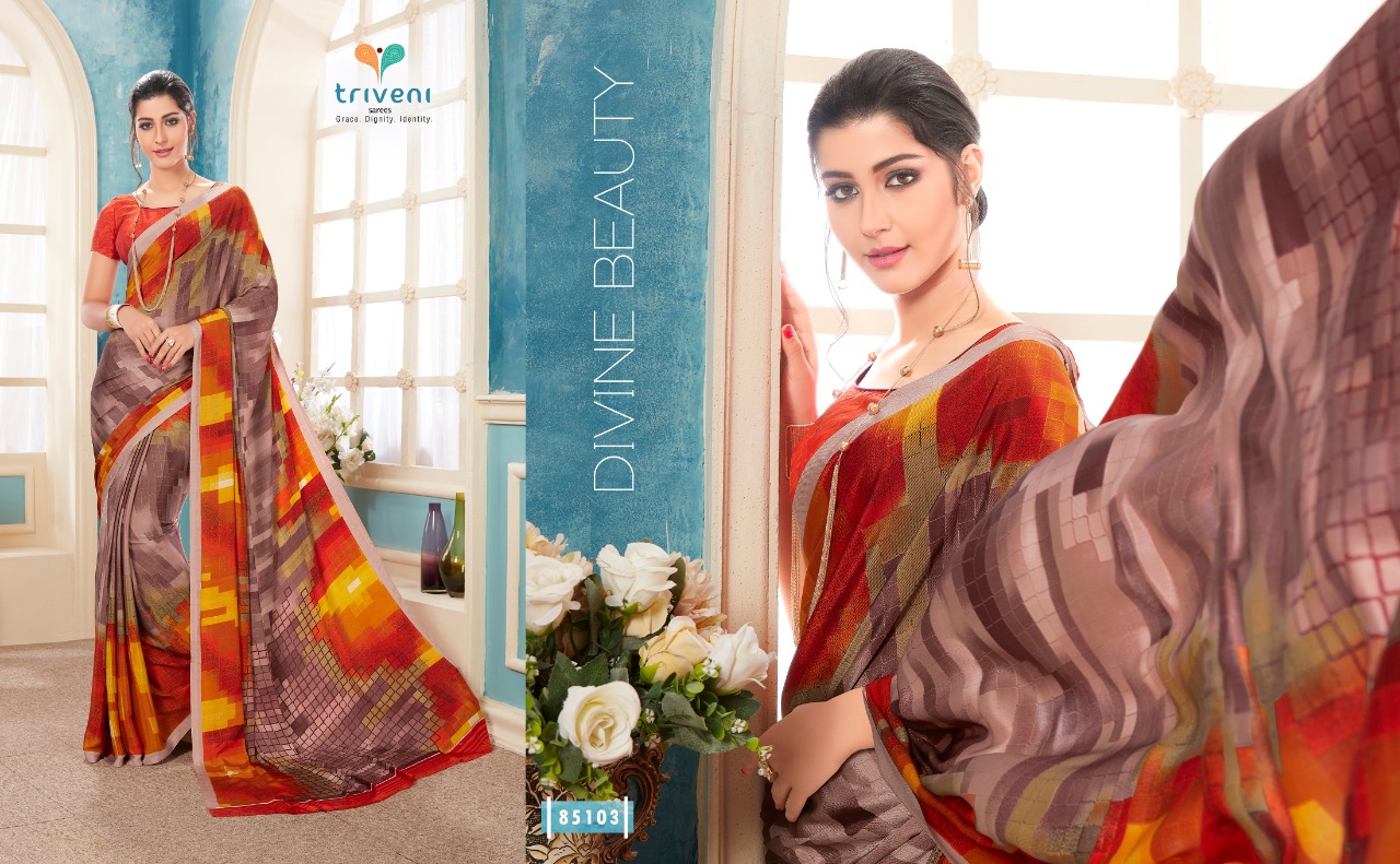 Triveni lehja colourful creape fancy sarees collection dealer