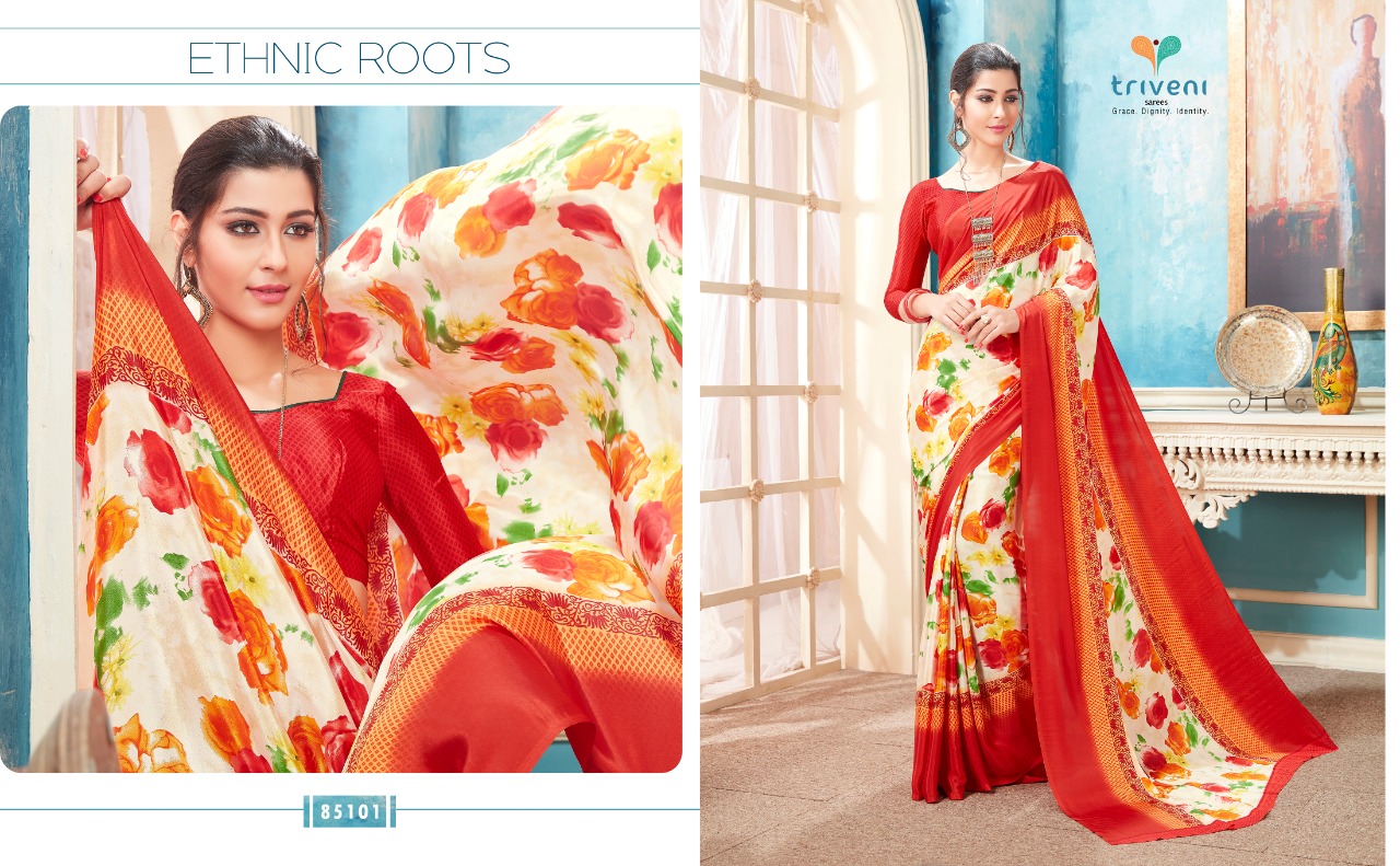 Triveni lehja colourful creape fancy sarees collection dealer