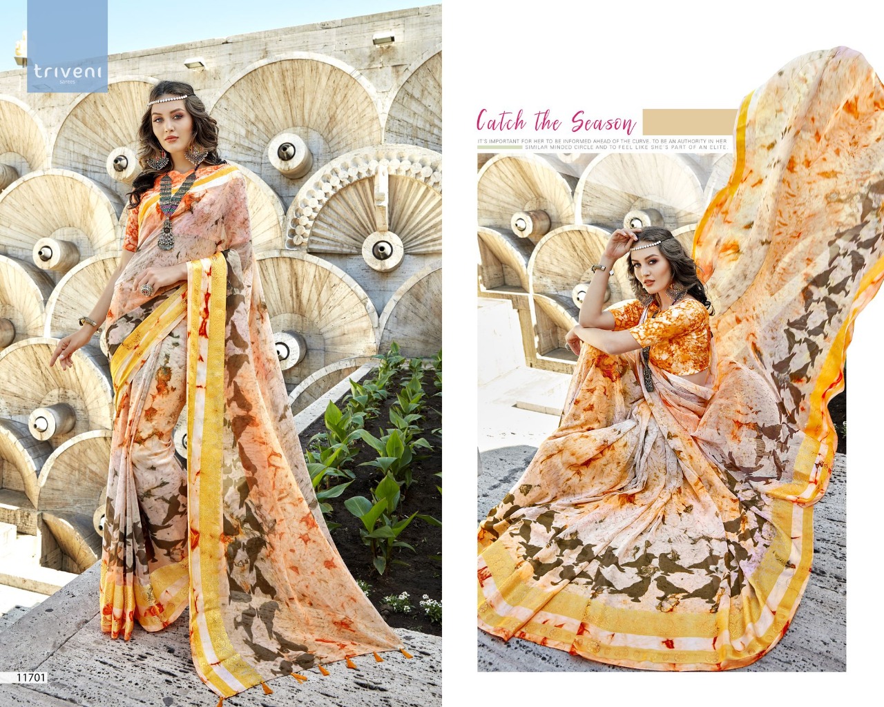 Triveni pranjal occasional wear sarees wholesale supplier