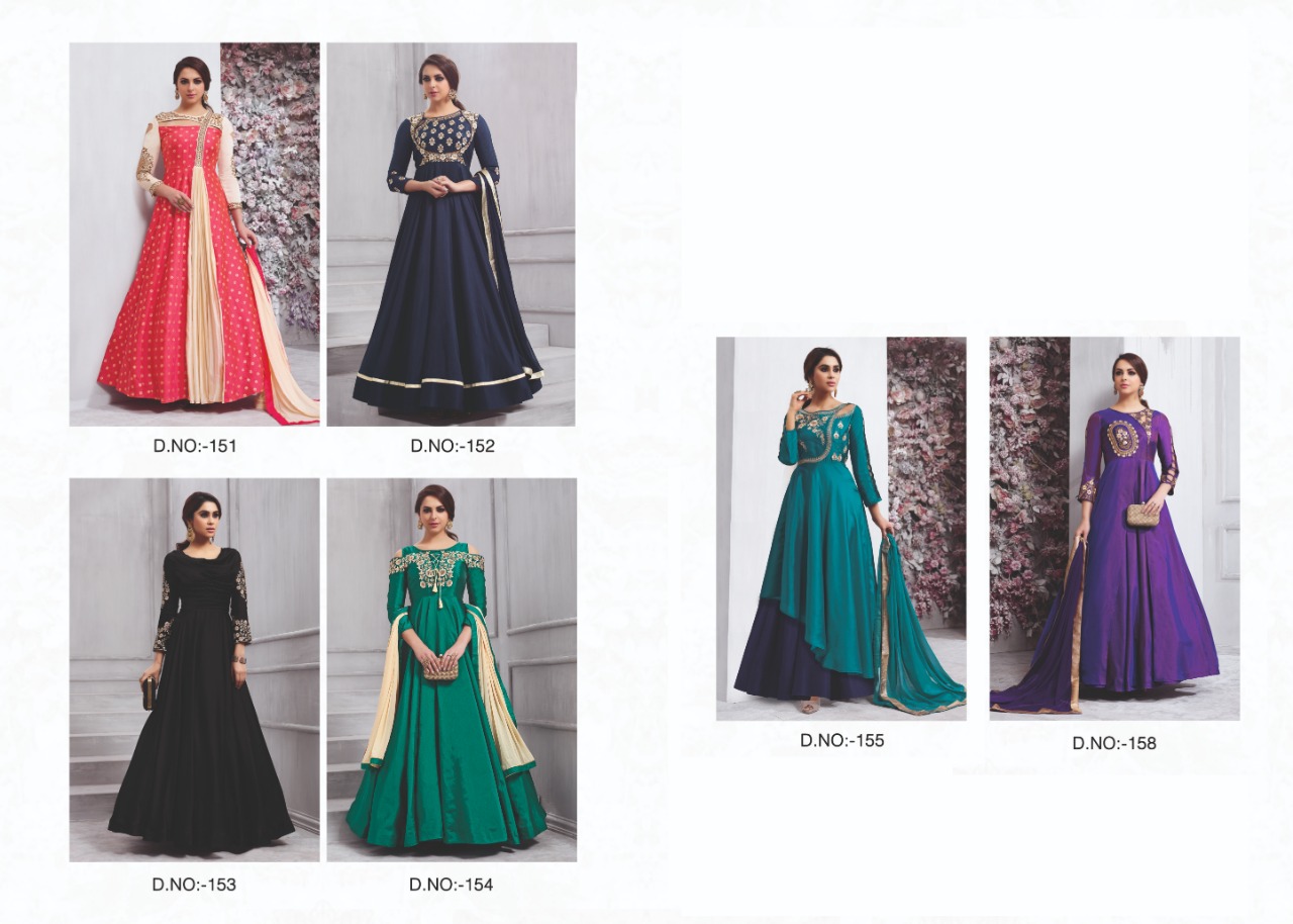 Vardan designer navya vol 6 colourful anarkali long gown collection wholesaler