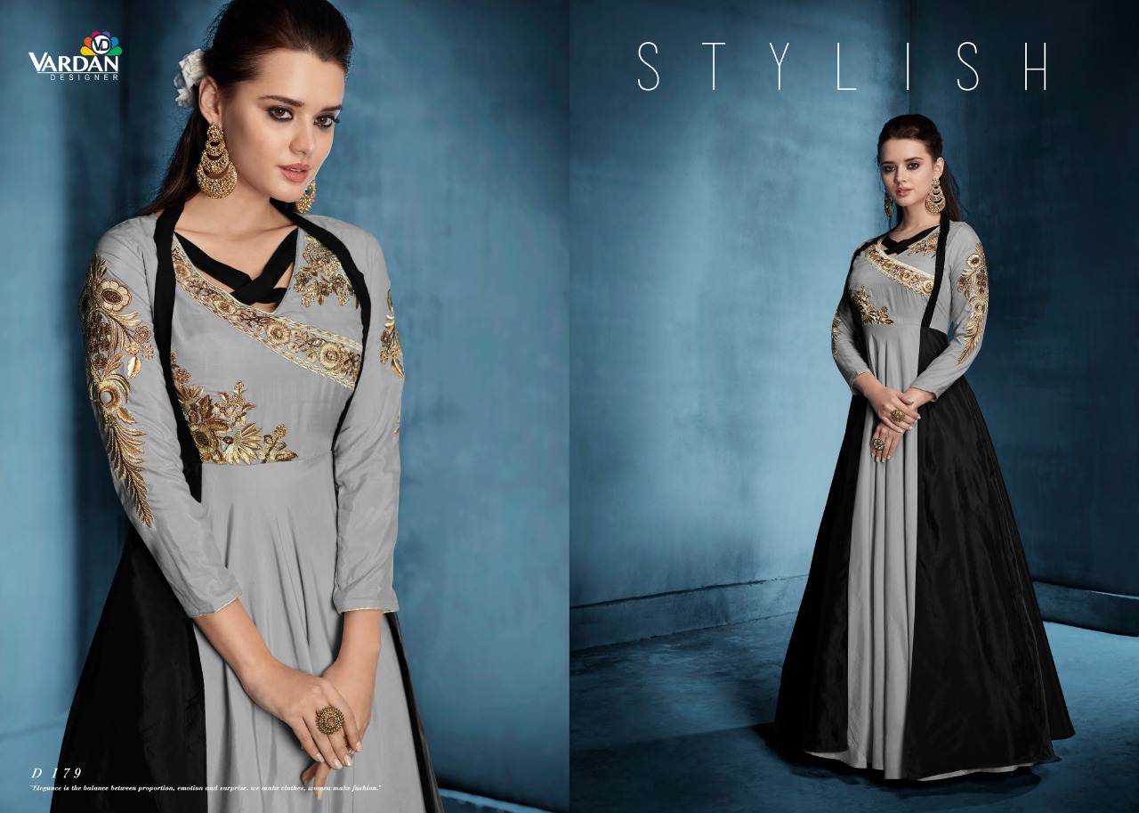 Vardan designer navya vol 8 fancy long silk gown collection