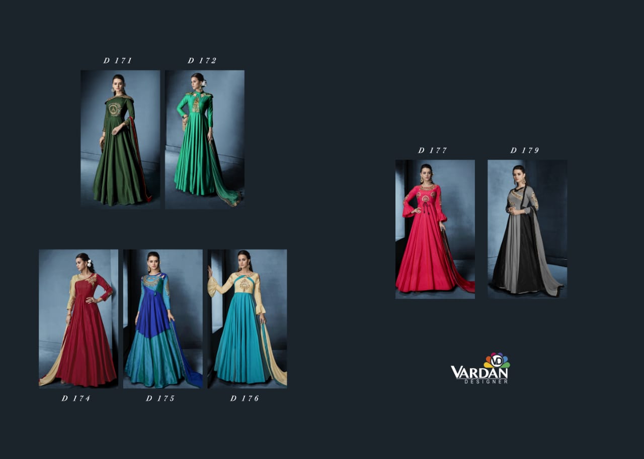 Vardan designer navya vol 8 fancy long silk gown collection