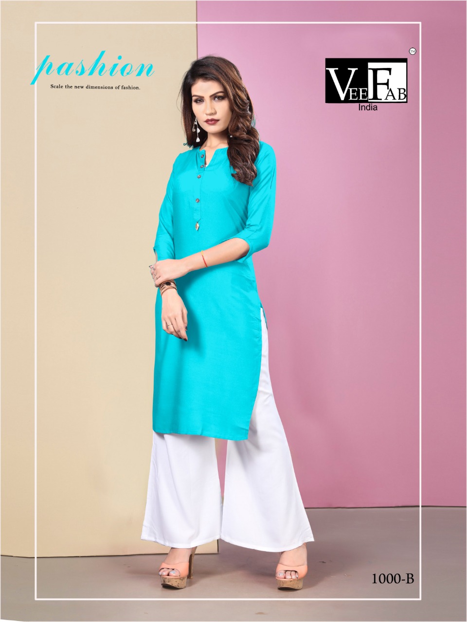 Vee fab colour kit fancy casual wear kurties with plazzo collection