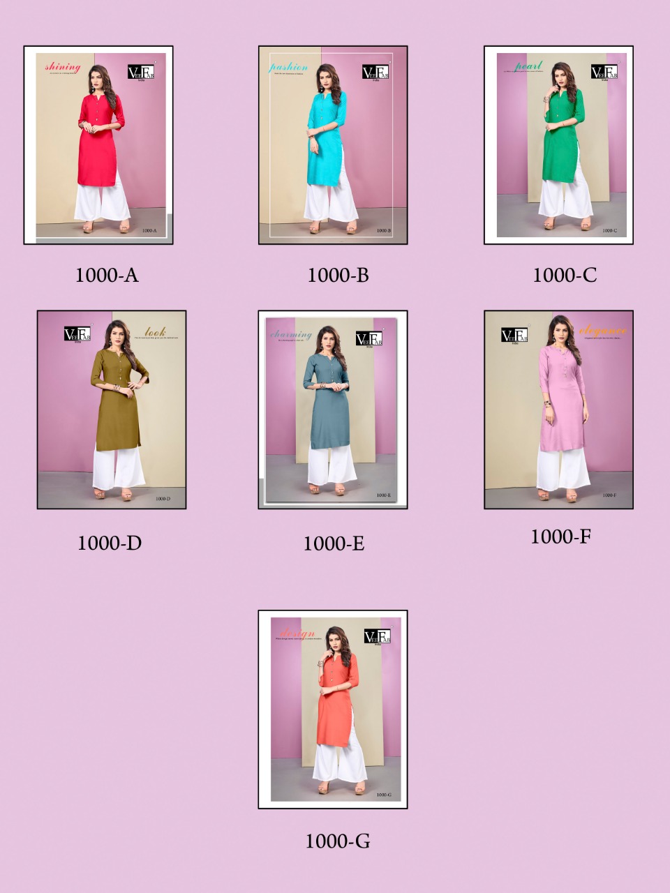 Vee fab colour kit fancy casual wear kurties with plazzo collection