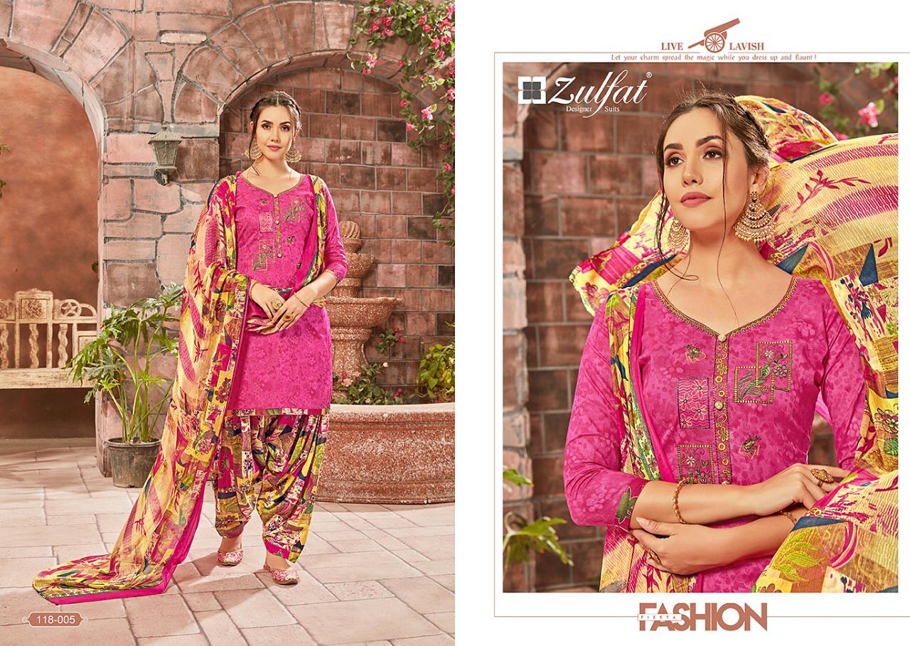 Zulfat designer studio patiala babes cotton printed salwar kameez collection