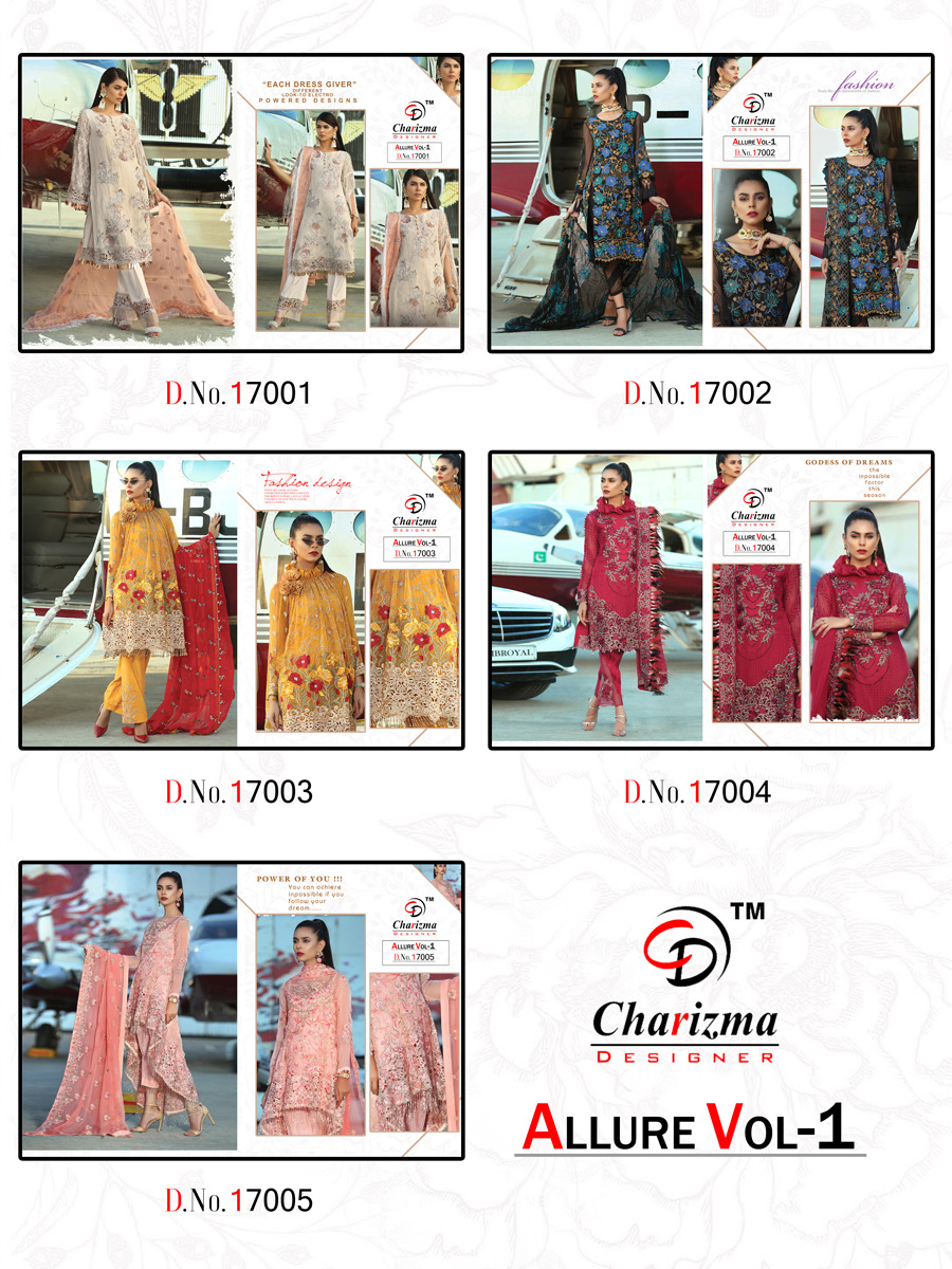 Charizma designer allure vol 1 pakistani salwar kameez collection wholsaler