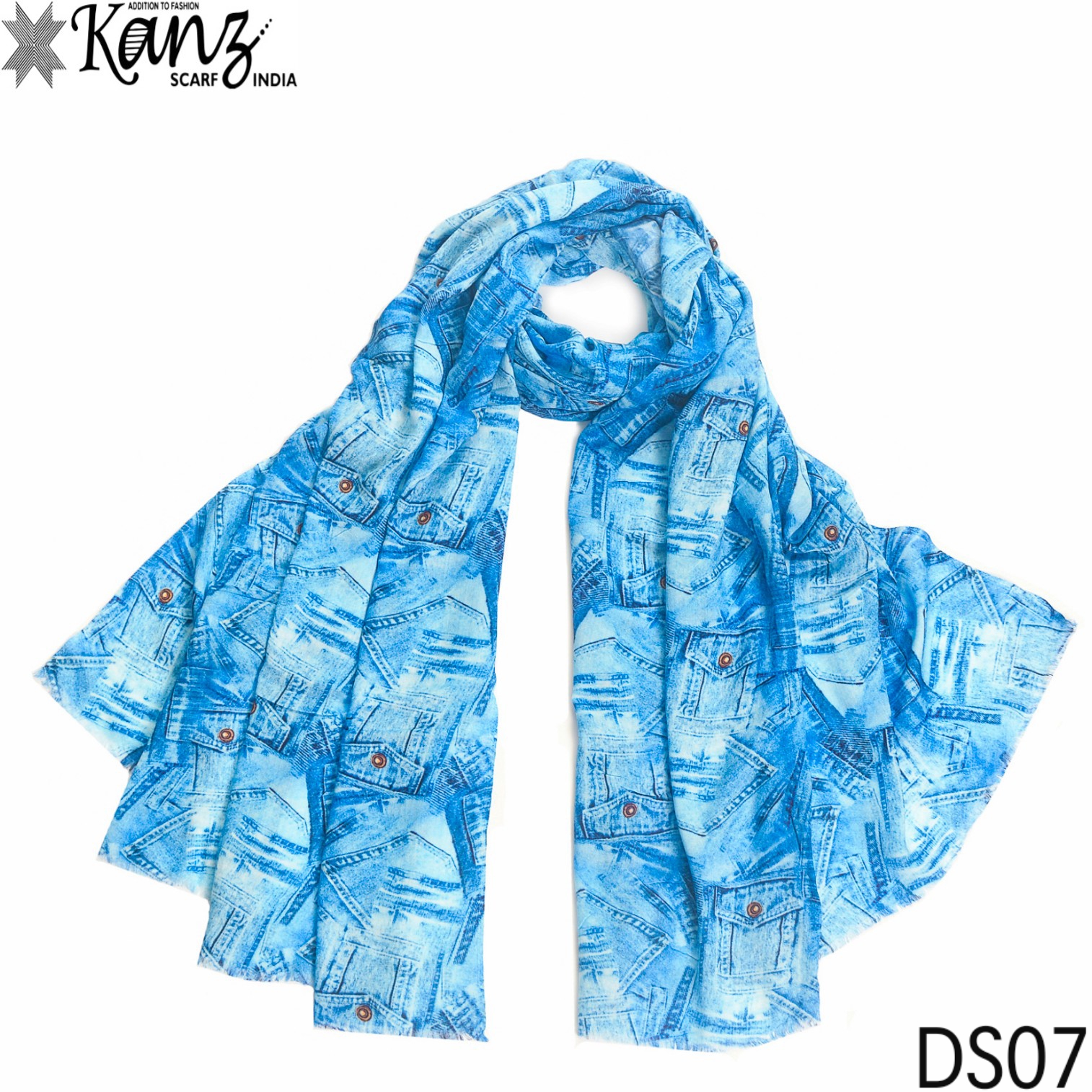 Kanz scarf denim dupatta digital printed  scarves collection