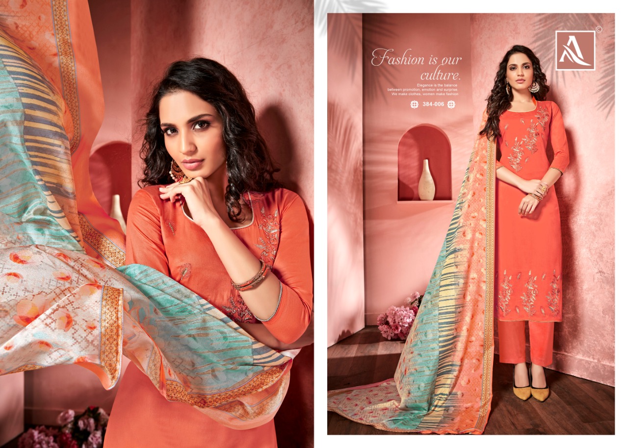 Alok suits reet jam satin embroidered salwar kameez for womens at wholesale rate