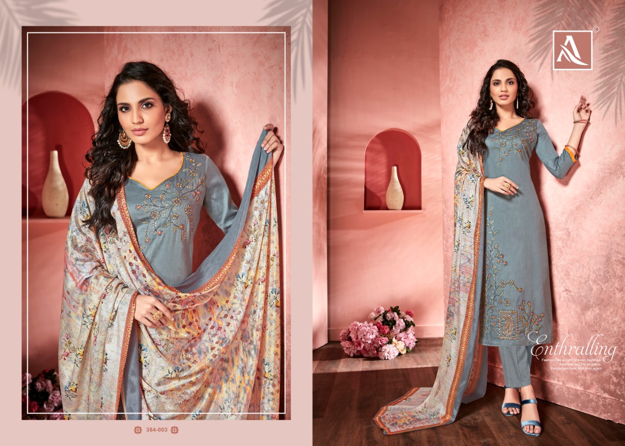 Alok suits reet jam satin embroidered salwar kameez for womens at wholesale rate