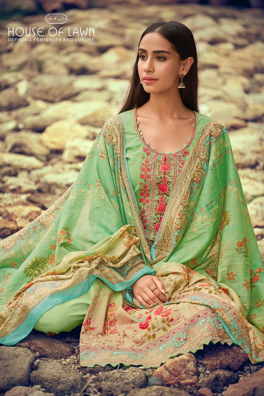 House of lawn Alfaz designer embroidered karachi dress Material Wholesaler