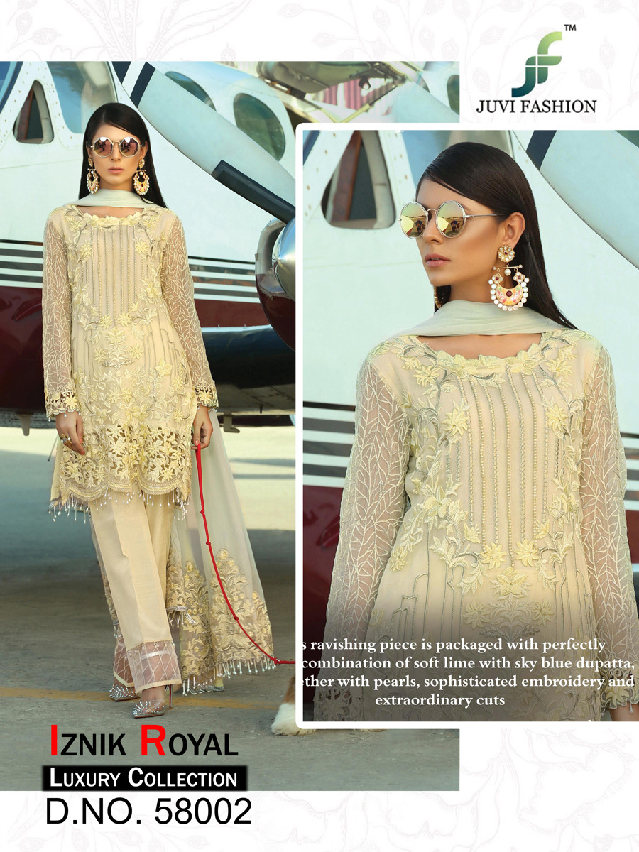 Juvi fashion iznik royal luxury Collection karachi embroidered dress Material