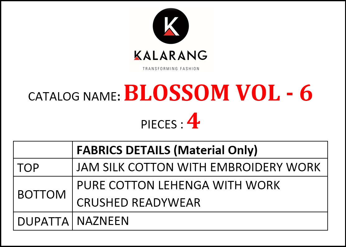 Kalarang blossom vol 6 silk designer suits with skirt collection