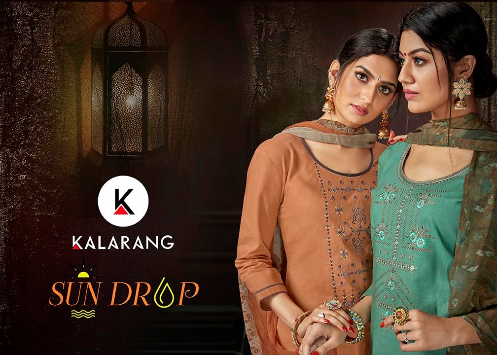 Kalarang sun drop cotton embroidered salwar suit with plazzo at wholesale rate