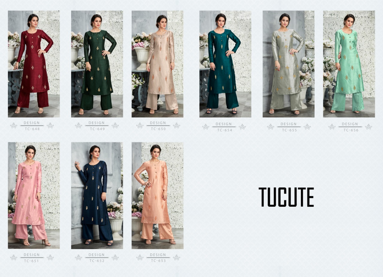 Karma trendz tucute 648 series party wear silk kurties with plazzo collection