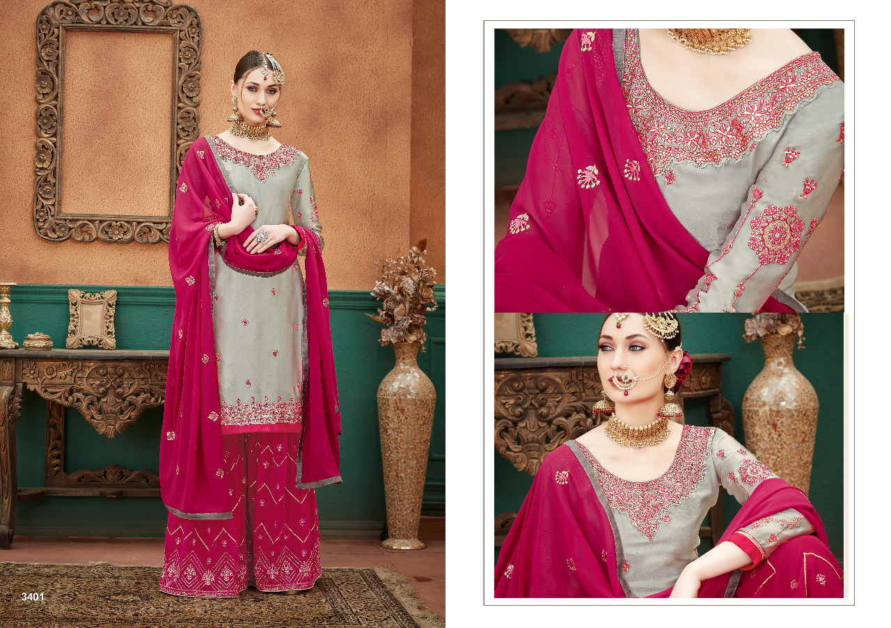 Lavli fashion zarina georgette embroidered salwar suit with sharara collection