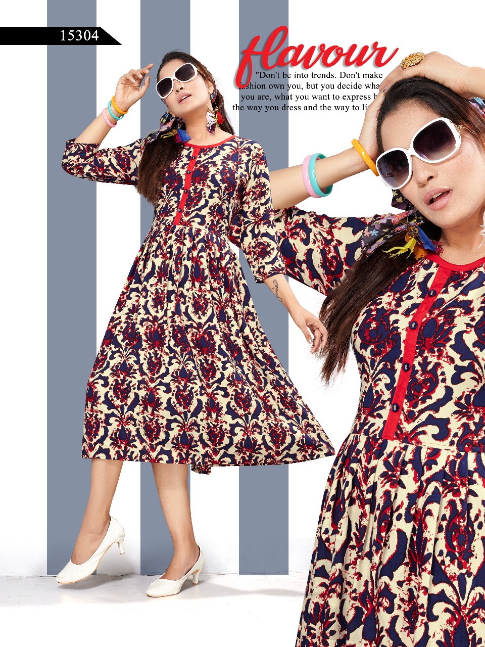 Neha fashion pracheen vol 2 rayon printed flair kurties collection