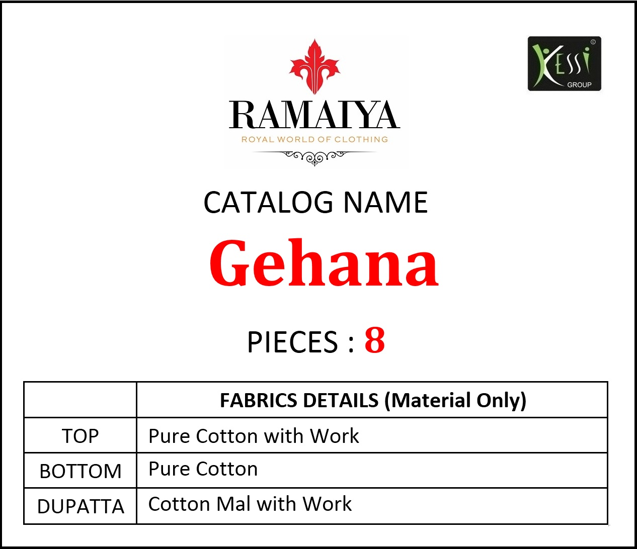 Ramaiya Gehna Pure Cotton Party Wear Dress Material Collection