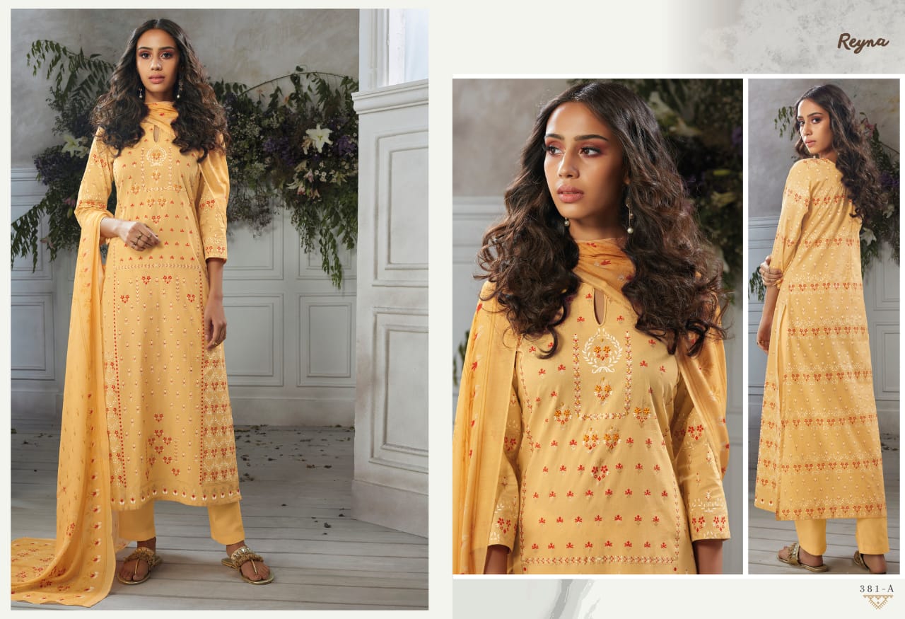 Reyna Fabrics amona cotton printed salwar kameez catalog