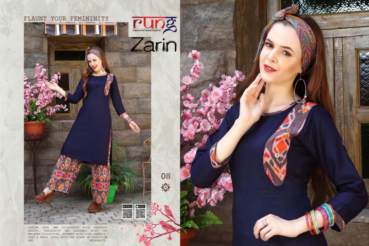 Rung zarin rayon kurti with plazzo beautiful collection
