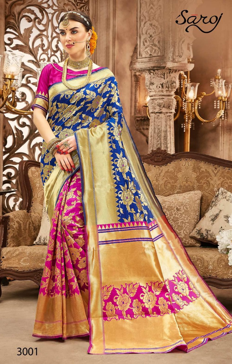 Saroj madhulika banarasi printed silk sarees Occasional wear collection