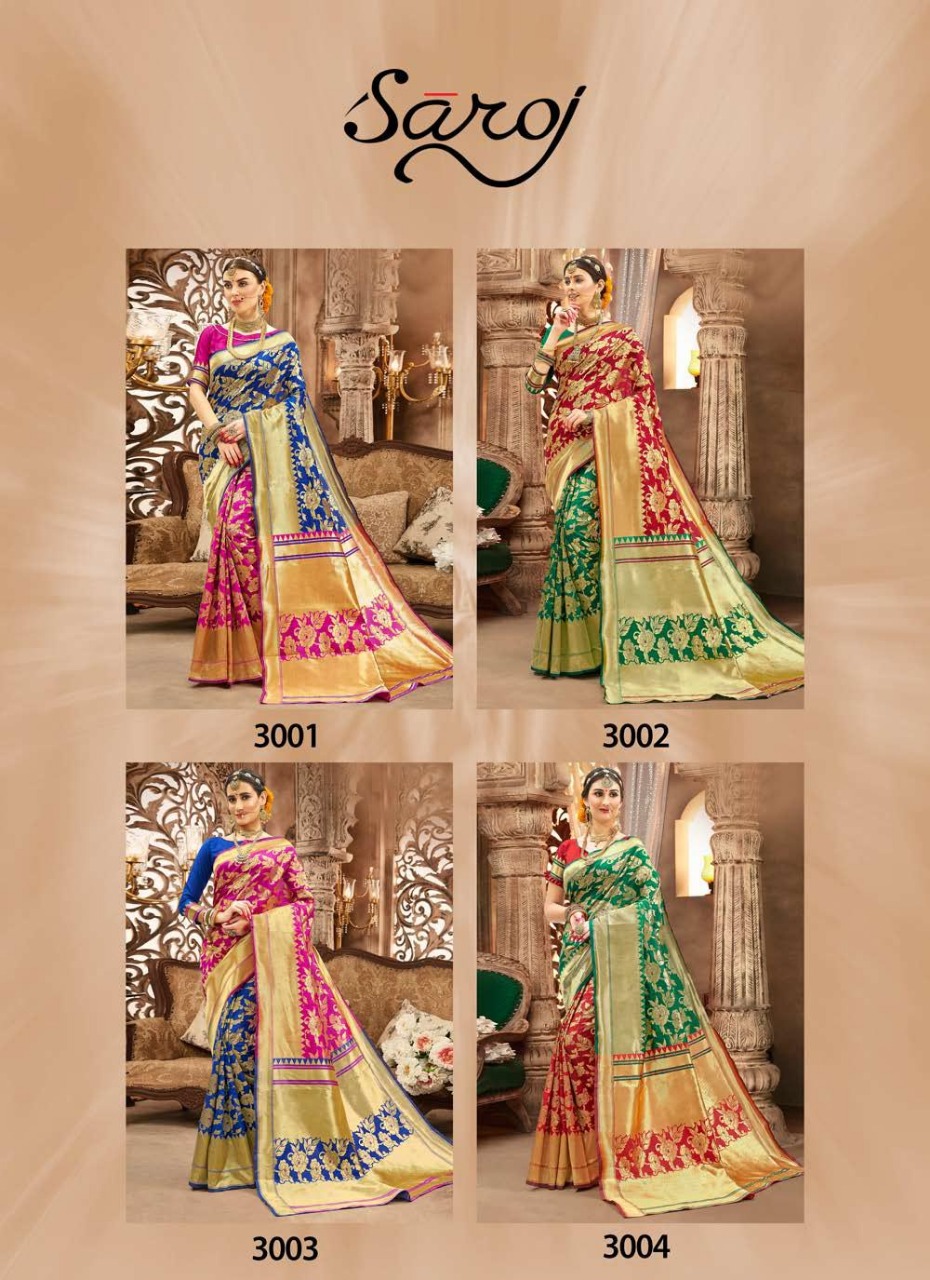 Saroj madhulika banarasi printed silk sarees Occasional wear collection