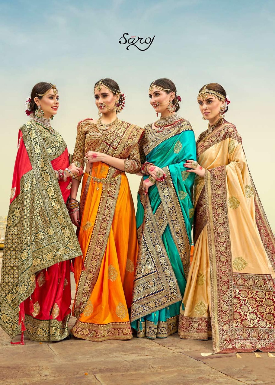 Saroj manikarnika designer work silk sarees at wholesale rate