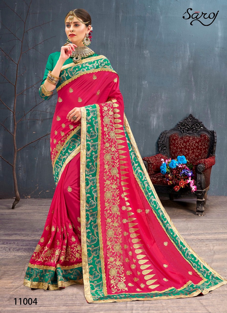 Saroj rangvarsha heavy work silk sarees collection