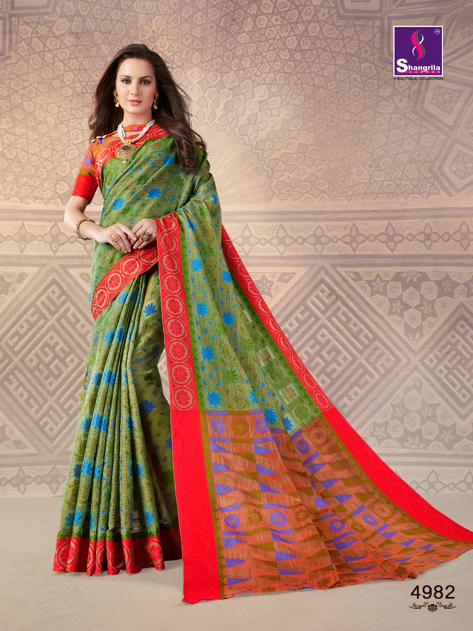 Shangrila mishka cotton printed designer sarees exporter