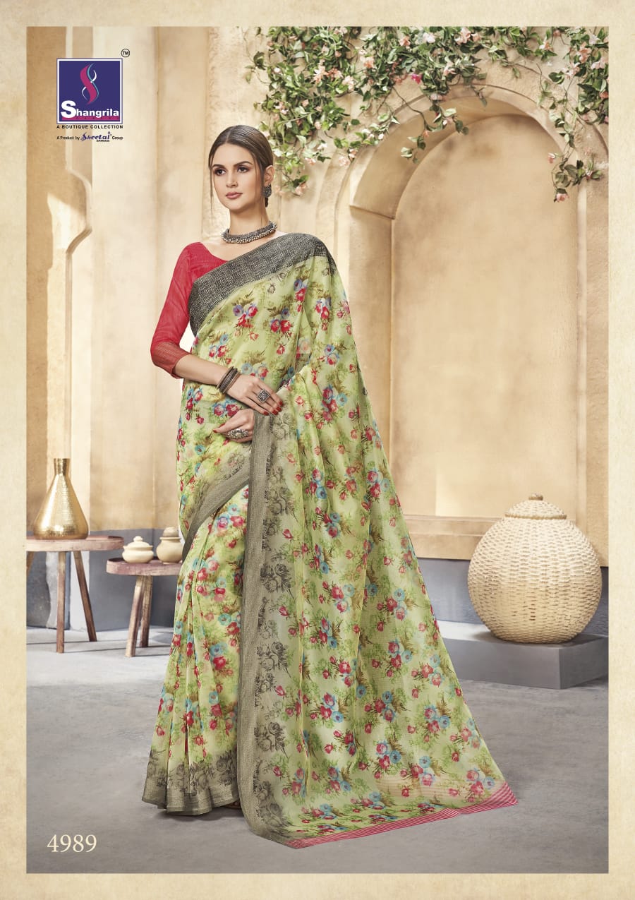 Shangrila pure orgenza vol 2 floral printed sarees collection