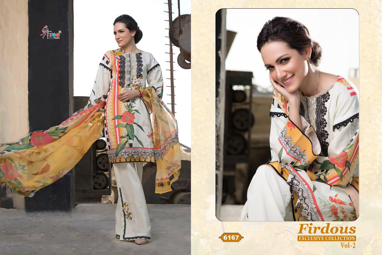 Shree fabs firdous Exclusive collection vol 2 Karachi embroidered dress Material catalog