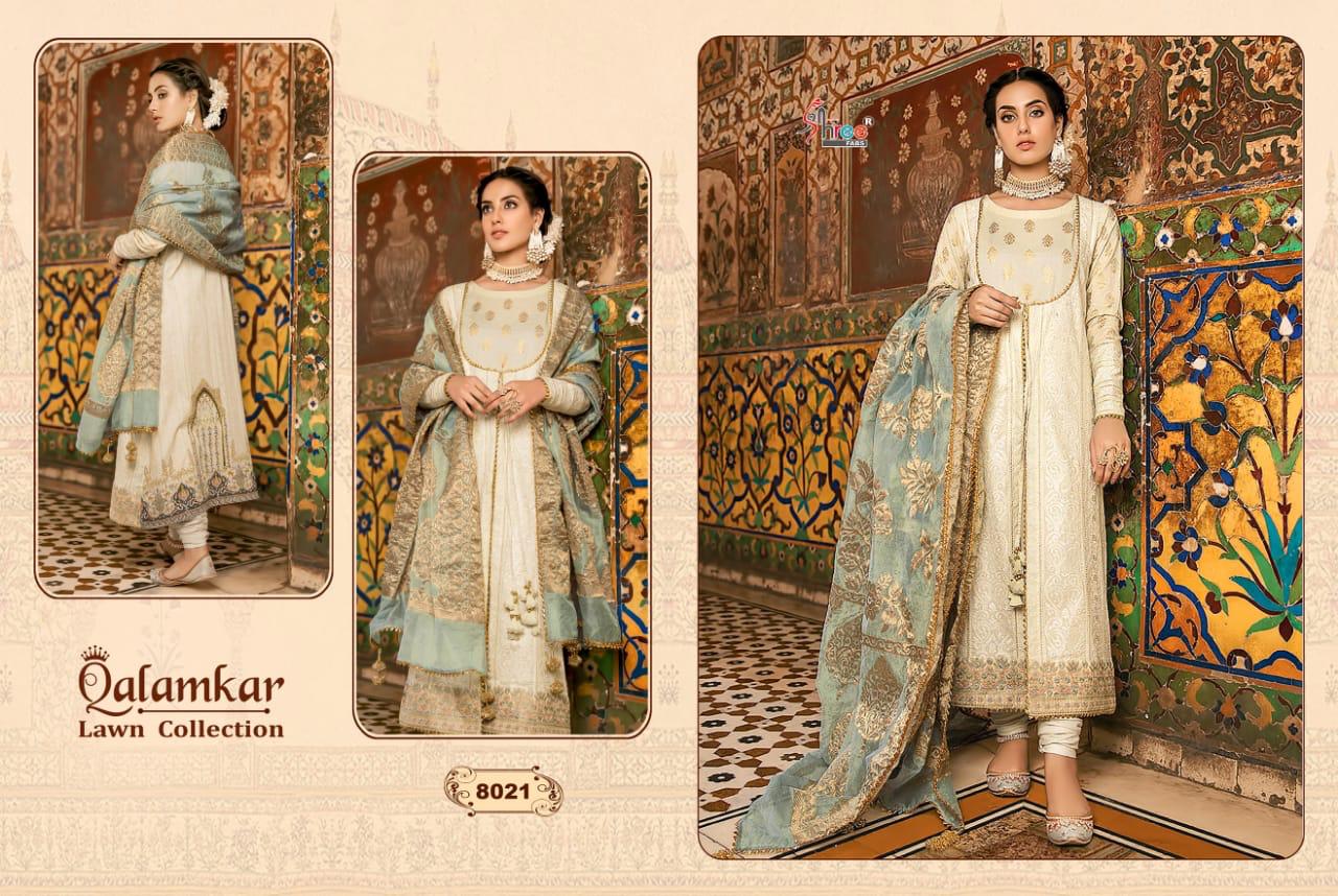 Shree fabs qalamkar lawn collection embroidered cotton salwar kameez collection