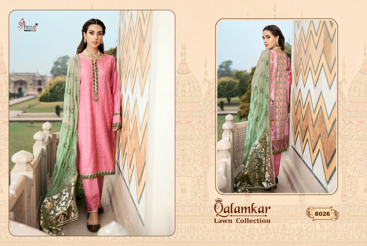 Shree fabs qalamkar lawn collection embroidered cotton salwar kameez collection