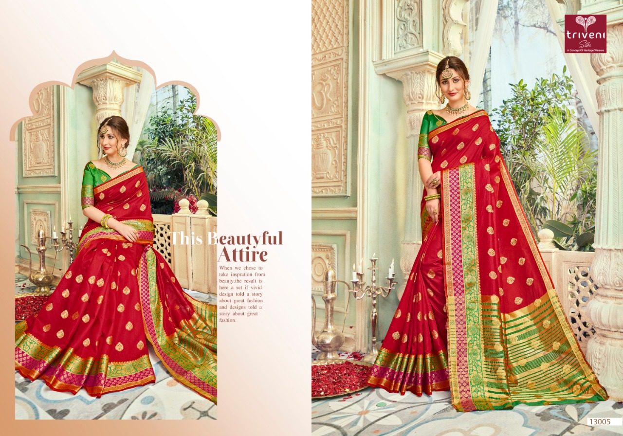 Triveni barghavi fancy printed silk sarees exporter