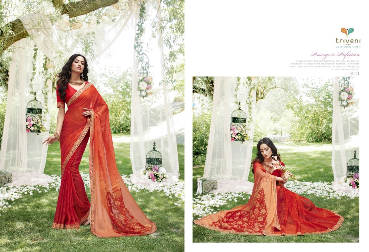 Triveni leeza colourful latest brasso sarees collection for women