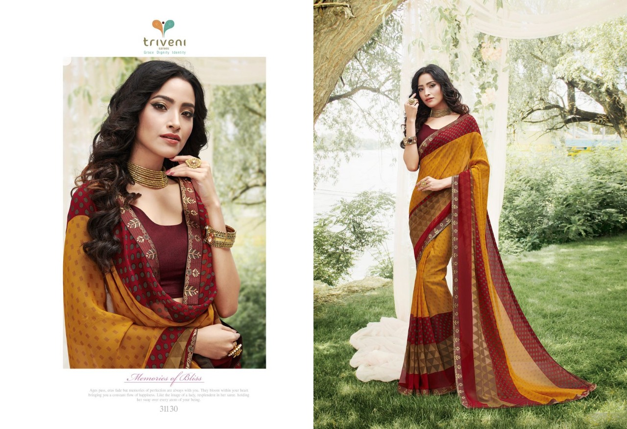 Triveni leeza colourful latest brasso sarees collection for women