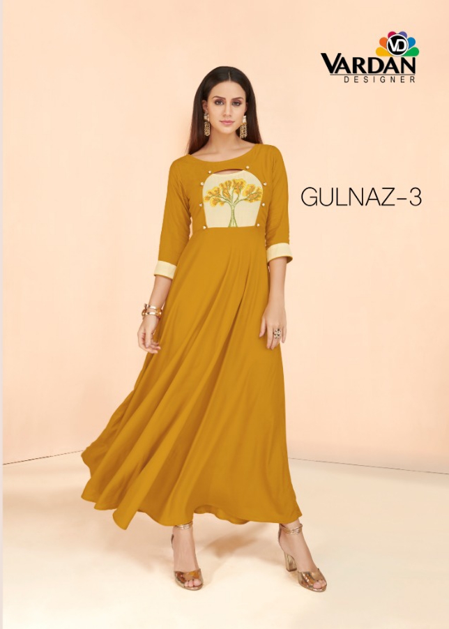 Vardan designer gulnaaz vol 3 rayon designer long gown collection