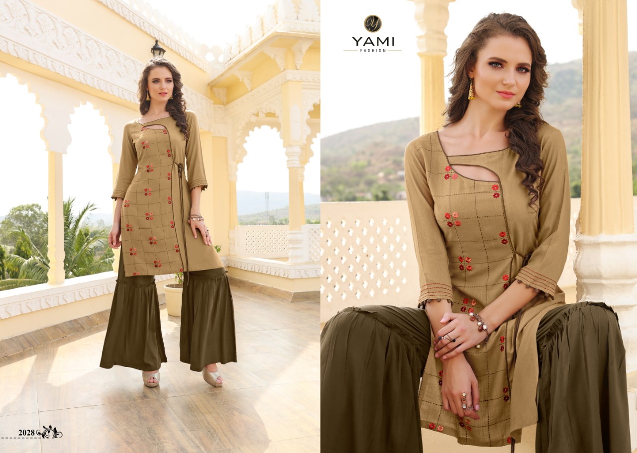 Yami fashion mallika rayon kurti with sharara collection dealer