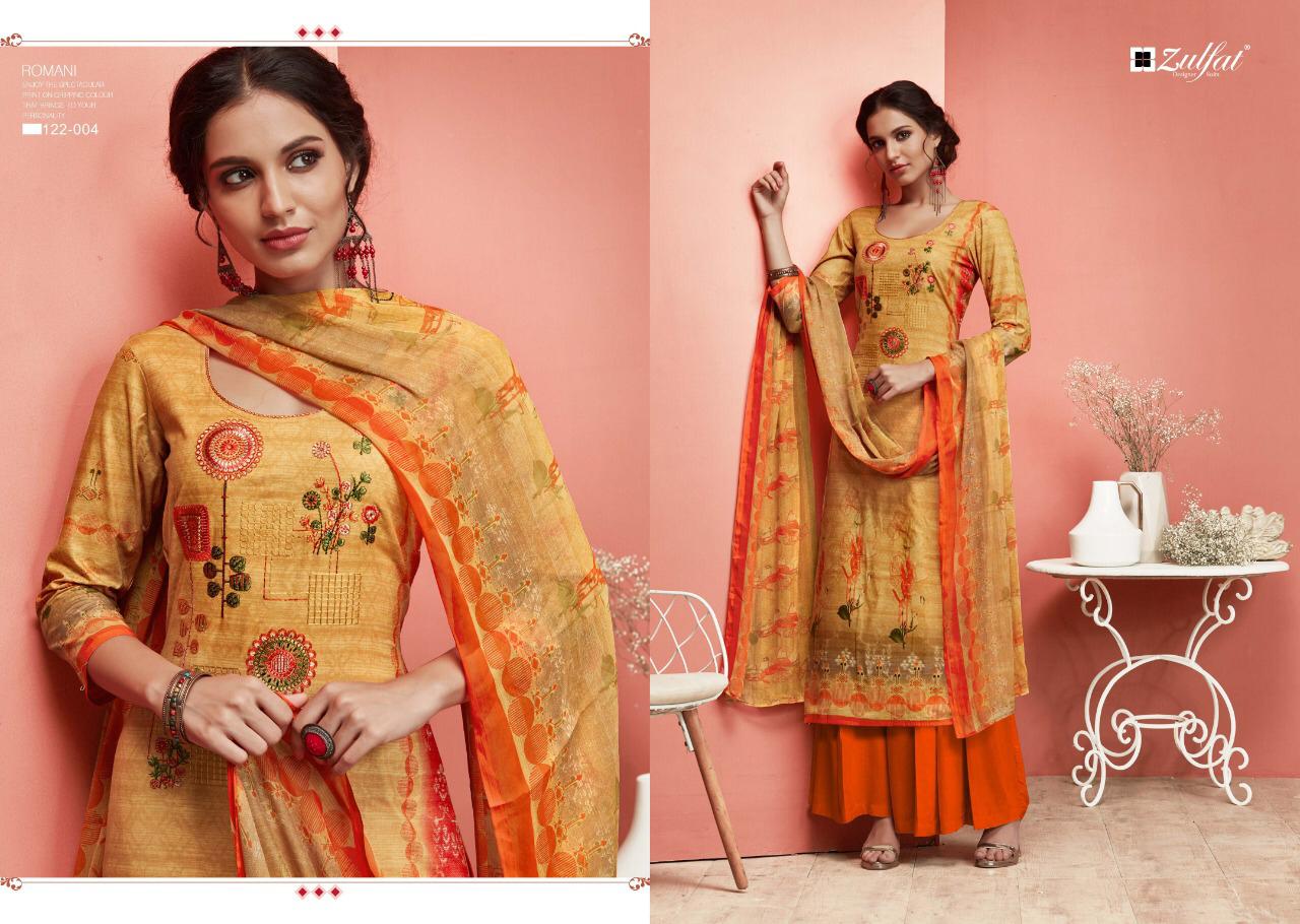 Zulfat designer romani pure cotton salwar kameez collection