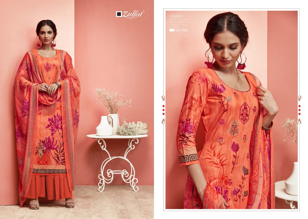 Zulfat designer romani pure cotton salwar kameez collection