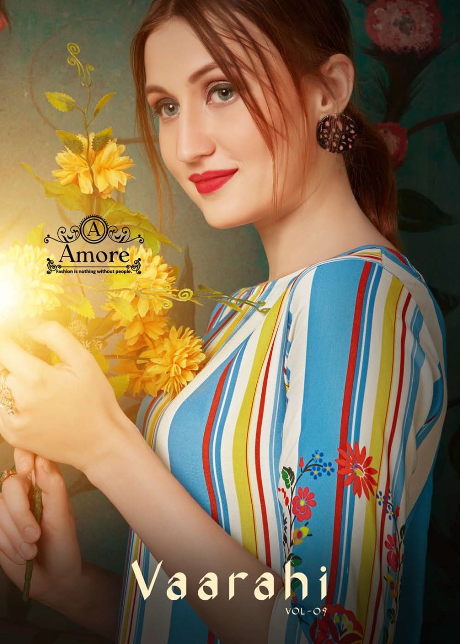 Amore Vaarahi vol 9 fancy collections of colorful Kurties at wholesale rate